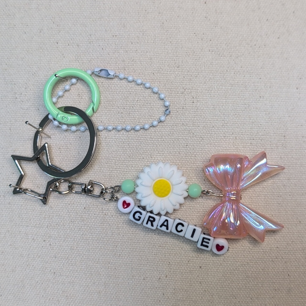 Gracie Abrams Pink, Sunflower & Bow Keychain & Bag Charm -handmade